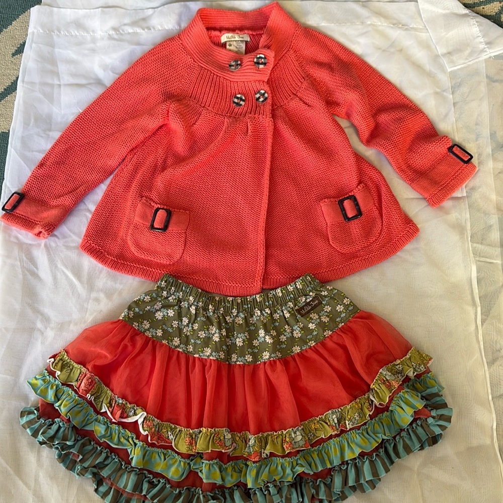 Matilda Jane fall outfit size 4, sweater jacket and skirt